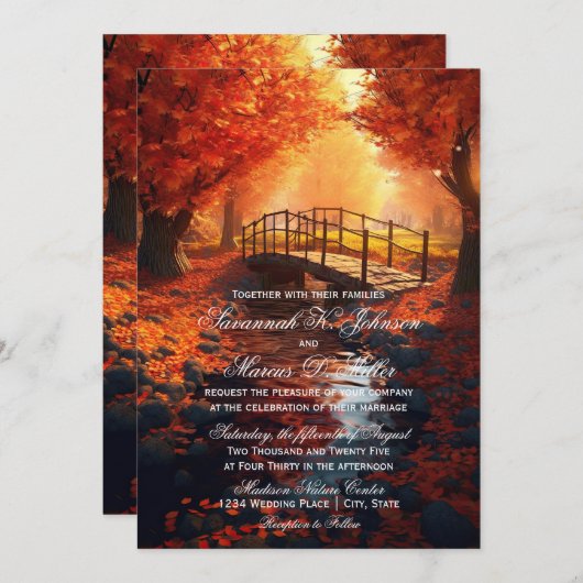 Invitation Rustic Fall quitte Automne Mariage Nature (Devant / Derrière)