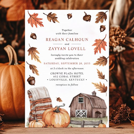 Invitation Rustic Fall quitte Barn Mariage