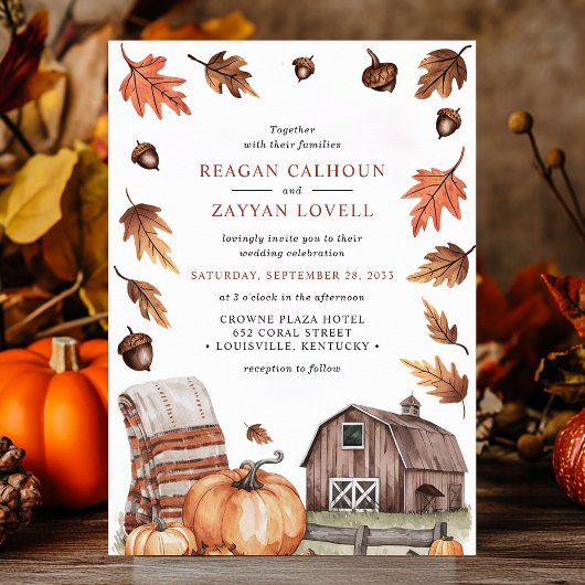 Invitation Rustic Fall quitte Barn Mariage