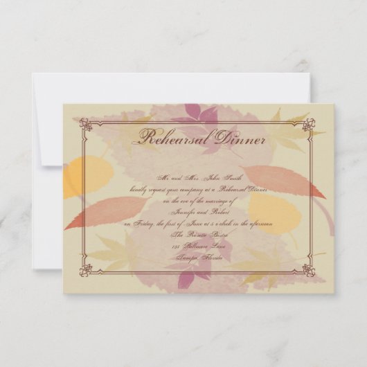 Invitation Rustic Fall quitte Mariage Insert Rehearer Dîner (Devant)