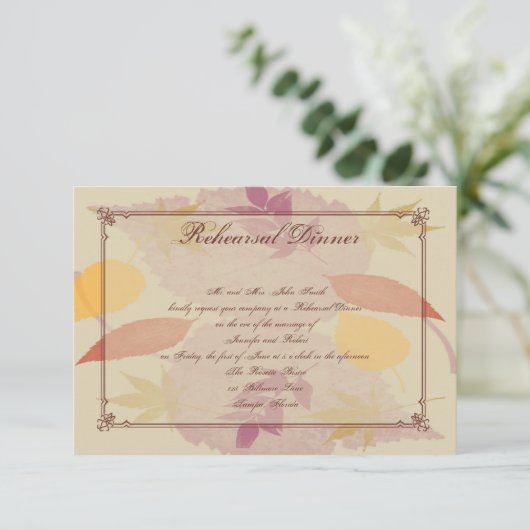 Invitation Rustic Fall quitte Mariage Insert Rehearer Dîner (Debout devant)