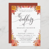 Invitation Rustic Fall Terracotta Floral Mariage (Devant / Derrière)