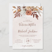 Invitation Rustic Fall Terracotta Florals Mariage (Devant)