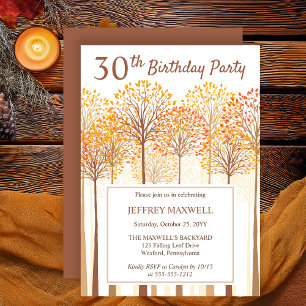 Invitation Rustic Fall Trees Terracotta 30e fête d'anniversai