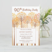 Invitation Rustic Fall Trees Terracotta 90e fête d'anniversai (Debout devant)