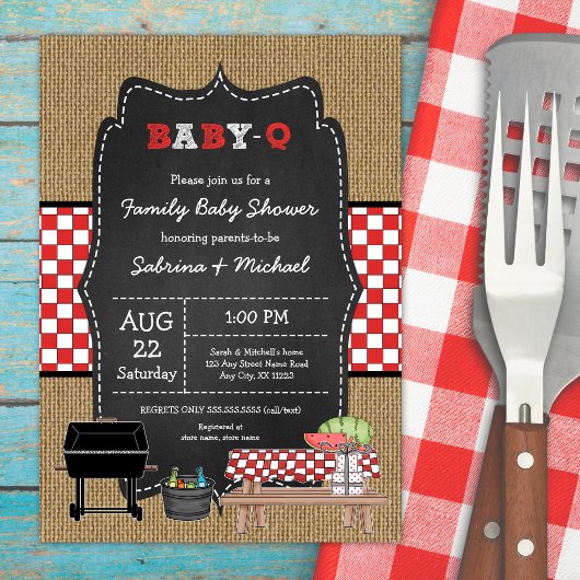 Invitation Rustic Family Baby Q Douche