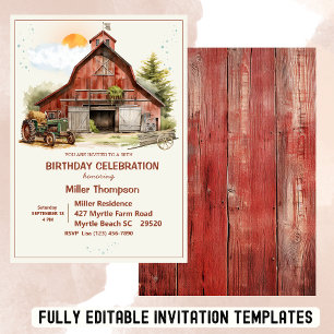 Invitation Rustic Farm 50e anniversaire Tractor Party