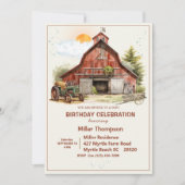 Invitation Rustic Farm 50e anniversaire Tractor Party (Devant)