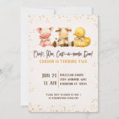 Invitation Rustic Farm Animal Deuxième Anniversaire (Devant)