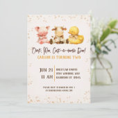 Invitation Rustic Farm Animal Deuxième Anniversaire (Debout devant)