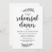 Invitation Rustic Farm Black Script, Dîner de répétition Mari (Devant / Derrière)