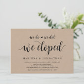 Invitation Rustic Farm Kraft, script noir, Elopement Mariage (Debout devant)