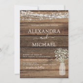 Invitation Rustic Farmhouse Baby's Breath Jar Mariage (Devant)