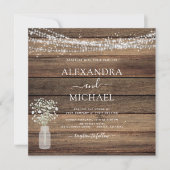 Invitation Rustic Farmhouse Baby's Breath Jar Mariage (Devant)