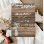 Invitation Rustic Farmhouse Baby's Breath Jar Mariage<br><div class="desc">Rustic Farmhouse String Lights et Jar of Baby's Breath Wedding Invitations on Wood arrière - plan - comprend une belle et élégante typographie de script avec la ferme Country Farm House Sparkle moderne pour la célébration spéciale de mariage.</div>