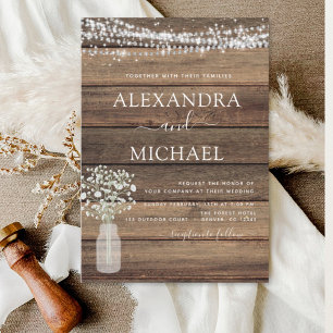 Invitation Rustic Farmhouse Baby's Breath Jar Mariage