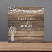 Invitation Rustic Farmhouse Baby's Breath Jar Mariage