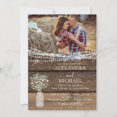 Invitation Rustic Farmhouse Baby's Breath Jar Mariage (Devant)