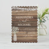 Invitation Rustic Farmhouse Baby's Breath Jar Mariage (Debout devant)