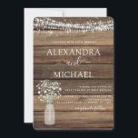 Invitation Rustic Farmhouse Baby's Breath Jar Mariage<br><div class="desc">Rustic Farmhouse String Lights et Jar of Baby's Breath Wedding Invitations on Wood arrière - plan - comprend une belle et élégante typographie de script avec la ferme Country Farm House Sparkle moderne pour la célébration spéciale de mariage.</div>
