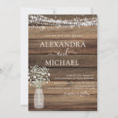 Invitation Rustic Farmhouse Baby's Breath Jar Mariage (Devant)