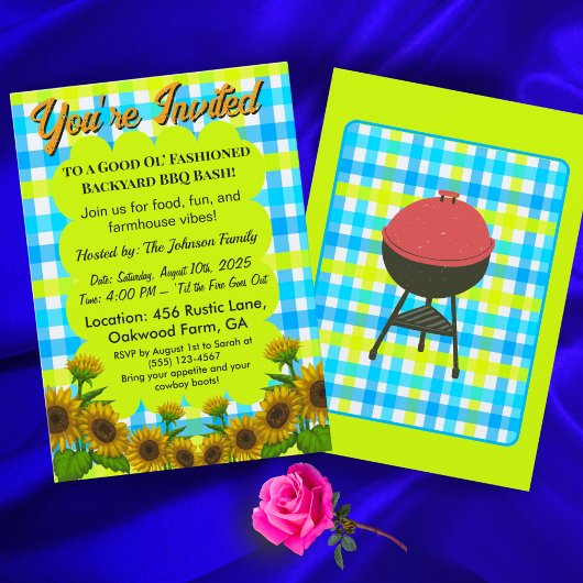 Invitation Rustic Farmhouse BBQ Card – Sunflower Cookout
