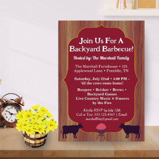 Invitation Rustic Farmhouse BBQ Party Invite Summer Party