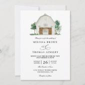 Invitation Rustic Farmhouse Elegant Barn QR Code Wedding (Devant)