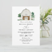 Invitation Rustic Farmhouse Elegant Barn QR Code Wedding (Debout devant)