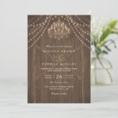 Invitation Rustic Farmhouse Lights Vintage QR Code Wedding (Debout devant)