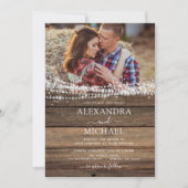 Invitation Rustic Farmhouse String Lights Mariage photo (Devant)