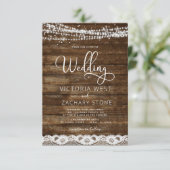 Invitation Rustic Farmhouse String Lights QR Code Mariage (Debout devant)