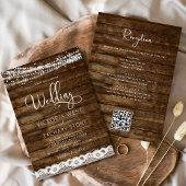 Invitation Rustic Farmhouse String Lights QR Code Mariage