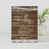 Invitation Rustic Farmhouse String Lights QR Code Mariage (Debout devant)