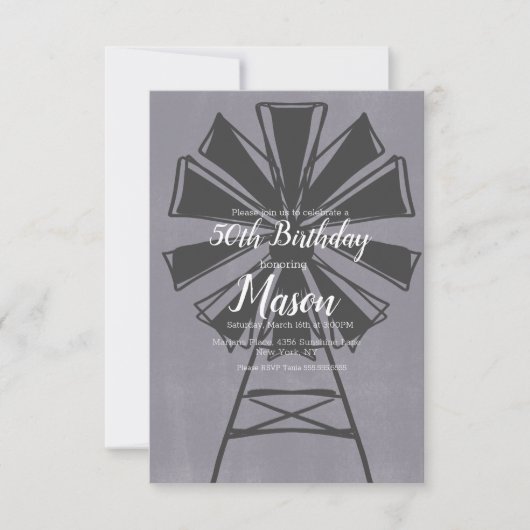 Invitation Rustic Farmhouse Windmill 50e anniversaire (Devant)