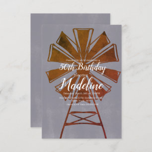 Invitation Rustic Farmhouse Windmill 50e anniversaire
