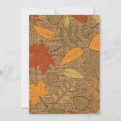 Invitation Rustic FAUX Burlap, Automne Feuilles Mariage Invit (Dos)