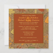Invitation Rustic FAUX Burlap & Autumn Leaves Mariage Invite (Devant)