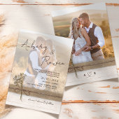 Invitation Rustic Faux Burlap Boho Mariage photo