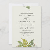 Invitation Rustic Fern Forest Greenery Modern QR Code Wedding (Devant)