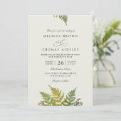 Invitation Rustic Fern Forest Greenery Modern QR Code Wedding (Debout devant)