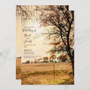 Invitation Rustic Field Gold Soirée d'automne Mariage coucher