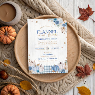 Invitation Rustic Flannel et amis Thanksgiving Party