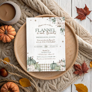 Invitation Rustic Flannel et amis Thanksgiving Party