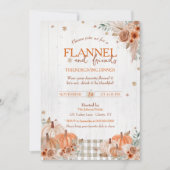 Invitation Rustic Flannel et amis Thanksgiving Party (Devant)