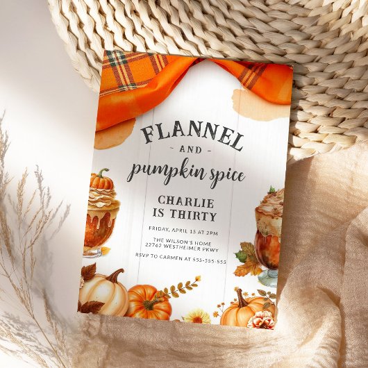 Invitation Rustic Flannel et Citrouille Automne Anniversaire