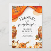 Invitation Rustic Flannel et Citrouille Automne Anniversaire (Devant)