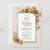 Invitation Rustic Floral 65e fête d'anniversaire (Devant)