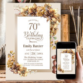 Invitation Rustic Floral 70e fête d'anniversaire