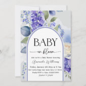 Invitation Rustic Floral Blue Baby in Bloom Boy Baby Shower (Devant)